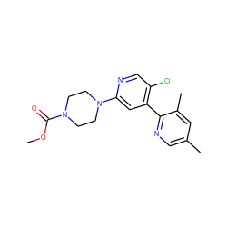 COC(=O)N1CCN(c2cc(-c3ncc(C)cc3C)c(Cl)cn2)CC1 ZINC000141915673