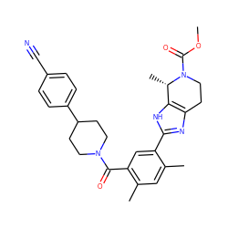 COC(=O)N1CCc2nc(-c3cc(C(=O)N4CCC(c5ccc(C#N)cc5)CC4)c(C)cc3C)[nH]c2[C@@H]1C ZINC000150194518