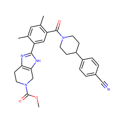 COC(=O)N1CCc2nc(-c3cc(C(=O)N4CCC(c5ccc(C#N)cc5)CC4)c(C)cc3C)[nH]c2C1 ZINC000149317277