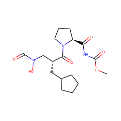 COC(=O)NC(=O)[C@@H]1CCCN1C(=O)[C@H](CC1CCCC1)CN(O)C=O ZINC000034874051