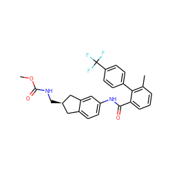 COC(=O)NC[C@@H]1Cc2ccc(NC(=O)c3cccc(C)c3-c3ccc(C(F)(F)F)cc3)cc2C1 ZINC000013471270