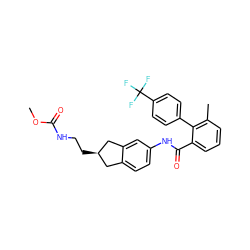 COC(=O)NCC[C@@H]1Cc2ccc(NC(=O)c3cccc(C)c3-c3ccc(C(F)(F)F)cc3)cc2C1 ZINC000013471291