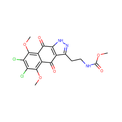 COC(=O)NCCc1n[nH]c2c1C(=O)c1c(OC)c(Cl)c(Cl)c(OC)c1C2=O ZINC000045338516