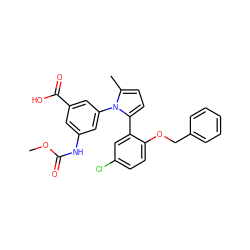 COC(=O)Nc1cc(C(=O)O)cc(-n2c(C)ccc2-c2cc(Cl)ccc2OCc2ccccc2)c1 ZINC000028819059