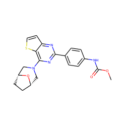 COC(=O)Nc1ccc(-c2nc(N3C[C@@H]4CC[C@H](C3)O4)c3sccc3n2)cc1 ZINC000045384800