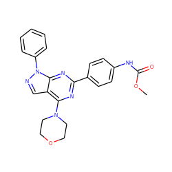 COC(=O)Nc1ccc(-c2nc(N3CCOCC3)c3cnn(-c4ccccc4)c3n2)cc1 ZINC000049126245