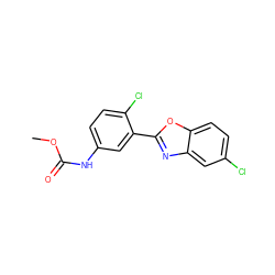 COC(=O)Nc1ccc(Cl)c(-c2nc3cc(Cl)ccc3o2)c1 ZINC000029249786