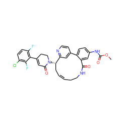 COC(=O)Nc1ccc2c(c1)C(=O)NCC/C=C/C[C@H](N1CCC(c3c(F)ccc(Cl)c3F)=CC1=O)c1cc-2ccn1 ZINC001772578604