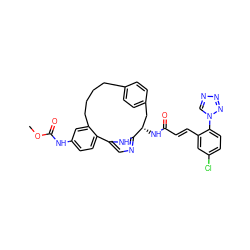 COC(=O)Nc1ccc2c(c1)CCCCc1ccc(cc1)C[C@H](NC(=O)/C=C/c1cc(Cl)ccc1-n1cnnn1)c1ncc-2[nH]1 ZINC000222147162