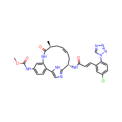 COC(=O)Nc1ccc2c(c1)NC(=O)[C@@H](C)C/C=C/C[C@H](NC(=O)/C=C/c1cc(Cl)ccc1-n1cnnn1)c1ncc-2[nH]1 ZINC001772587651