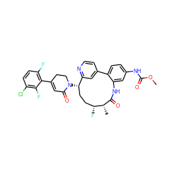 COC(=O)Nc1ccc2c(c1)NC(=O)[C@H](C)[C@H](F)CC[C@H](N1CCC(c3c(F)ccc(Cl)c3F)=CC1=O)c1cc-2ccn1 ZINC000220127653