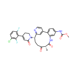 COC(=O)Nc1ccc2c(c1)NC(=O)[C@H](C)C(=O)CC[C@H](N1CCC(c3c(F)ccc(Cl)c3F)=CC1=O)c1cc-2ccn1 ZINC000220126892