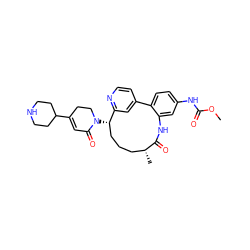 COC(=O)Nc1ccc2c(c1)NC(=O)[C@H](C)CCC[C@H](N1CCC(C3CCNCC3)=CC1=O)c1cc-2ccn1 ZINC000220116212