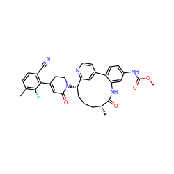 COC(=O)Nc1ccc2c(c1)NC(=O)[C@H](C)CCC[C@H](N1CCC(c3c(C#N)ccc(C)c3F)=CC1=O)c1cc-2ccn1 ZINC000220112607