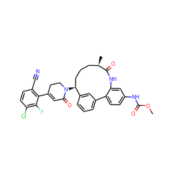 COC(=O)Nc1ccc2c(c1)NC(=O)[C@H](C)CCC[C@H](N1CCC(c3c(C#N)ccc(Cl)c3F)=CC1=O)c1cccc-2c1 ZINC000220107034