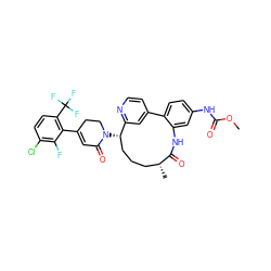 COC(=O)Nc1ccc2c(c1)NC(=O)[C@H](C)CCC[C@H](N1CCC(c3c(C(F)(F)F)ccc(Cl)c3F)=CC1=O)c1cc-2ccn1 ZINC000220103973