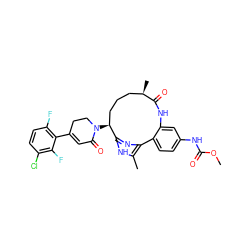 COC(=O)Nc1ccc2c(c1)NC(=O)[C@H](C)CCC[C@H](N1CCC(c3c(F)ccc(Cl)c3F)=CC1=O)c1nc-2c(C)[nH]1 ZINC000220117444