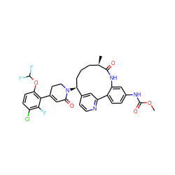 COC(=O)Nc1ccc2c(c1)NC(=O)[C@H](C)CCC[C@H](N1CCC(c3c(OC(F)F)ccc(Cl)c3F)=CC1=O)c1ccnc-2c1 ZINC000220100477