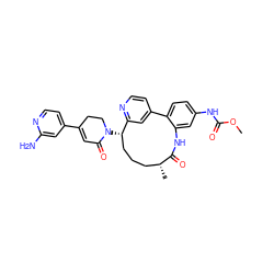 COC(=O)Nc1ccc2c(c1)NC(=O)[C@H](C)CCC[C@H](N1CCC(c3ccnc(N)c3)=CC1=O)c1cc-2ccn1 ZINC000220114320