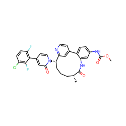 COC(=O)Nc1ccc2c(c1)NC(=O)[C@H](C)CCC[C@H](n1ccc(-c3c(F)ccc(Cl)c3F)cc1=O)c1cc-2ccn1 ZINC000142251236