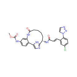 COC(=O)Nc1ccc2c(c1)NC(=O)CCCC[C@H](NC(=O)/C=C/c1cc(Cl)ccc1-n1ccnn1)c1ncc-2[nH]1 ZINC000230572829