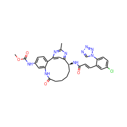 COC(=O)Nc1ccc2c(c1)NC(=O)CCCC[C@H](NC(=O)/C=C/c1cc(Cl)ccc1-n1cnnn1)c1cc-2nc(C)n1 ZINC000198834301