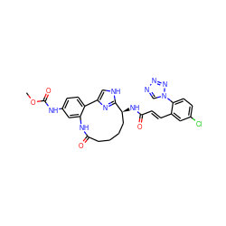 COC(=O)Nc1ccc2c(c1)NC(=O)CCCC[C@H](NC(=O)/C=C/c1cc(Cl)ccc1-n1cnnn1)c1nc-2c[nH]1 ZINC000072316256