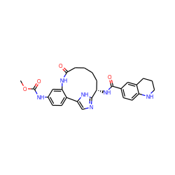 COC(=O)Nc1ccc2c(c1)NC(=O)CCCC[C@H](NC(=O)c1ccc3c(c1)CCCN3)c1ncc-2[nH]1 ZINC000230572886