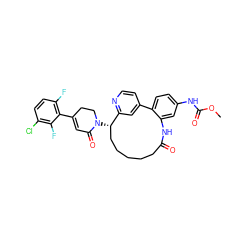 COC(=O)Nc1ccc2c(c1)NC(=O)CCCCC[C@H](N1CCC(c3c(F)ccc(Cl)c3F)=CC1=O)c1cc-2ccn1 ZINC000220117555