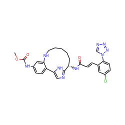 COC(=O)Nc1ccc2c(c1)NCCCCC[C@H](NC(=O)/C=C/c1cc(Cl)ccc1-n1cnnn1)c1ncc-2[nH]1 ZINC000198858615