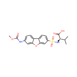 COC(=O)Nc1ccc2c(c1)oc1cc(S(=O)(=O)N[C@@H](C(=O)O)C(C)C)ccc12 ZINC000043019705