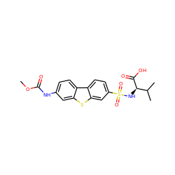 COC(=O)Nc1ccc2c(c1)sc1cc(S(=O)(=O)N[C@@H](C(=O)O)C(C)C)ccc12 ZINC000043079446