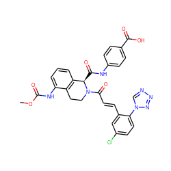 COC(=O)Nc1cccc2c1CCN(C(=O)/C=C/c1cc(Cl)ccc1-n1cnnn1)[C@@H]2C(=O)Nc1ccc(C(=O)O)cc1 ZINC000226035690