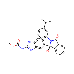 COC(=O)Nc1nc2cc([C@@]3(O)c4ccccc4C(=O)N3c3cccc(C(C)C)c3)ccc2[nH]1 ZINC000034637154