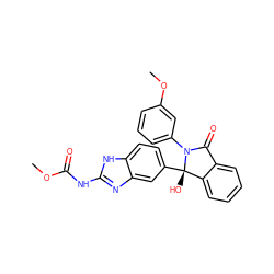 COC(=O)Nc1nc2cc([C@@]3(O)c4ccccc4C(=O)N3c3cccc(OC)c3)ccc2[nH]1 ZINC000035801503