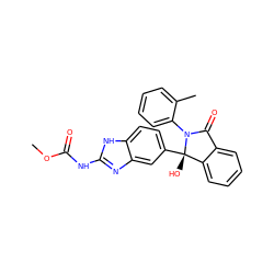 COC(=O)Nc1nc2cc([C@@]3(O)c4ccccc4C(=O)N3c3ccccc3C)ccc2[nH]1 ZINC000038268959