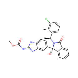 COC(=O)Nc1nc2cc([C@]3(O)c4ccccc4C(=O)N3[C@@H](C)c3cccc(Cl)c3C)ccc2[nH]1 ZINC000168891222