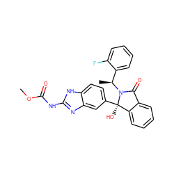 COC(=O)Nc1nc2cc([C@]3(O)c4ccccc4C(=O)N3[C@@H](C)c3ccccc3F)ccc2[nH]1 ZINC000141167269