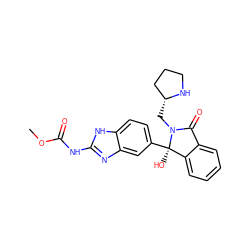 COC(=O)Nc1nc2cc([C@]3(O)c4ccccc4C(=O)N3C[C@@H]3CCCN3)ccc2[nH]1 ZINC000141265364