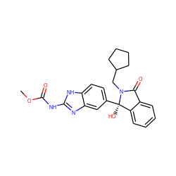 COC(=O)Nc1nc2cc([C@]3(O)c4ccccc4C(=O)N3CC3CCCC3)ccc2[nH]1 ZINC000034642255