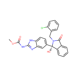 COC(=O)Nc1nc2cc([C@]3(O)c4ccccc4C(=O)N3Cc3ccccc3Cl)ccc2[nH]1 ZINC000141574219