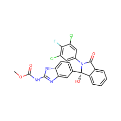 COC(=O)Nc1nc2cc([C@]3(O)c4ccccc4C(=O)N3c3cc(Cl)c(F)c(Cl)c3)ccc2[nH]1 ZINC000149800906