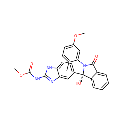 COC(=O)Nc1nc2cc([C@]3(O)c4ccccc4C(=O)N3c3cc(OC)ccc3C)ccc2[nH]1 ZINC000143909934