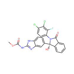 COC(=O)Nc1nc2cc([C@]3(O)c4ccccc4C(=O)N3c3ccc(Cl)c(Cl)c3F)ccc2[nH]1 ZINC000035850993