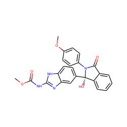 COC(=O)Nc1nc2cc([C@]3(O)c4ccccc4C(=O)N3c3ccc(OC)cc3)ccc2[nH]1 ZINC000145446937