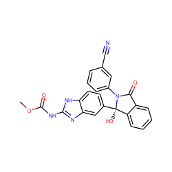 COC(=O)Nc1nc2cc([C@]3(O)c4ccccc4C(=O)N3c3cccc(C#N)c3)ccc2[nH]1 ZINC000142672556