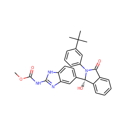 COC(=O)Nc1nc2cc([C@]3(O)c4ccccc4C(=O)N3c3cccc(C(C)(C)C)c3)ccc2[nH]1 ZINC000142836932