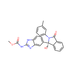 COC(=O)Nc1nc2cc([C@]3(O)c4ccccc4C(=O)N3c3cccc(C)c3)ccc2[nH]1 ZINC000013986582