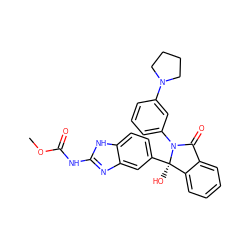 COC(=O)Nc1nc2cc([C@]3(O)c4ccccc4C(=O)N3c3cccc(N4CCCC4)c3)ccc2[nH]1 ZINC000141246006