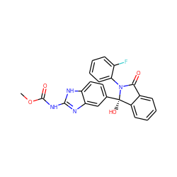 COC(=O)Nc1nc2cc([C@]3(O)c4ccccc4C(=O)N3c3ccccc3F)ccc2[nH]1 ZINC000034642540